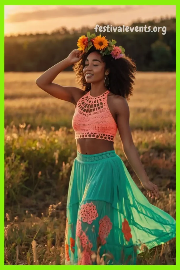 Boho Rave Queen Outfit with Flower Crown