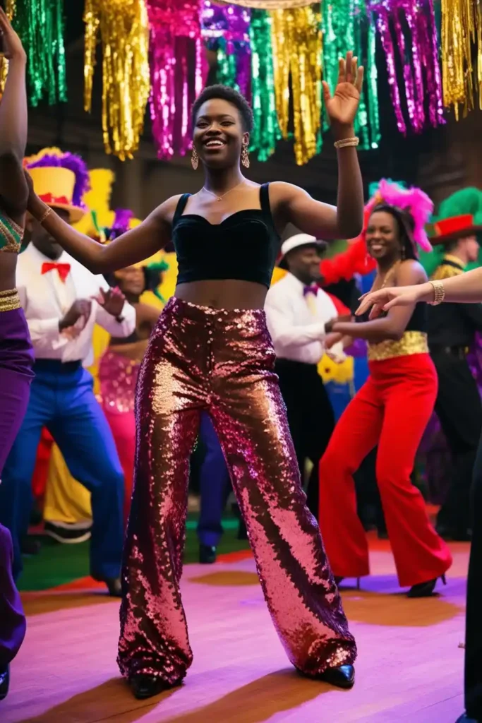 Plus Size Mardi Gras Sequin Pants