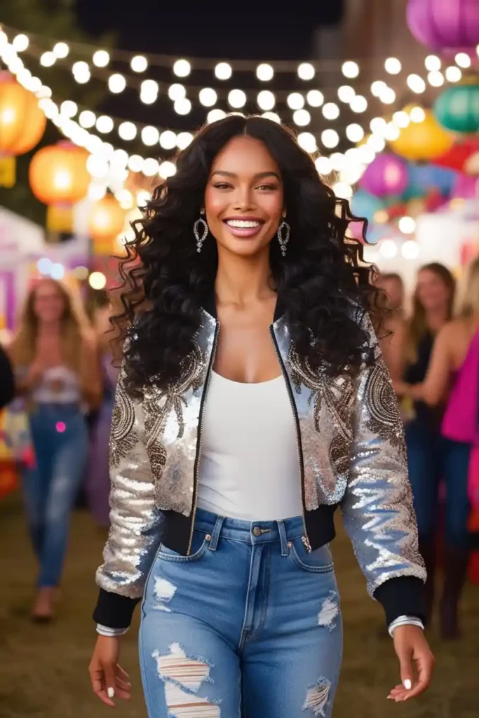 Simple Sequin Jacket Outfit