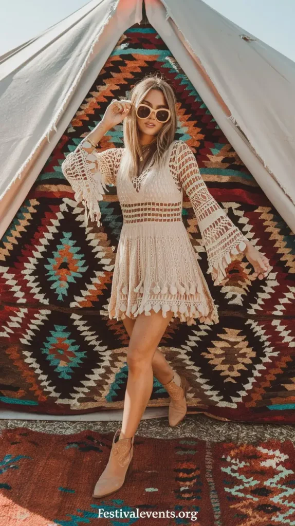 Crochet Dress with Ankle Boots