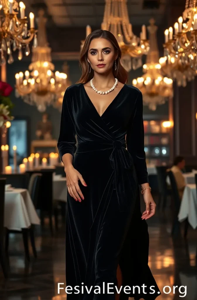 Sophisticated-black-velvet-wrap-dress