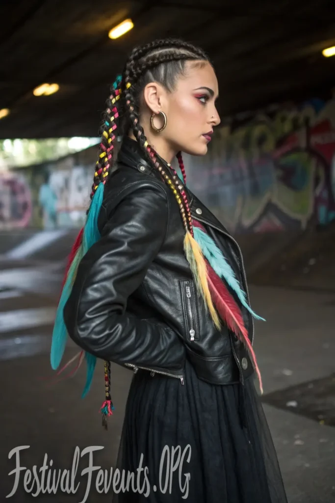 Boxer Braids with Feather Extensions