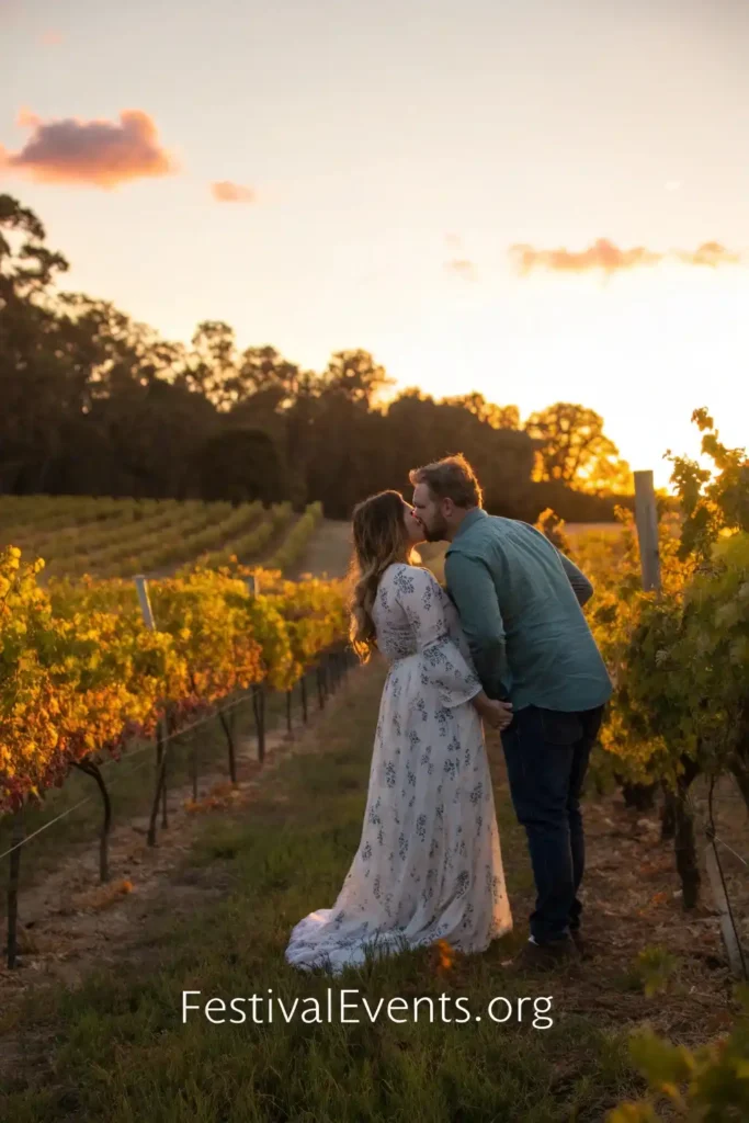 Couple in coordinated boho Valentine's Day outfits