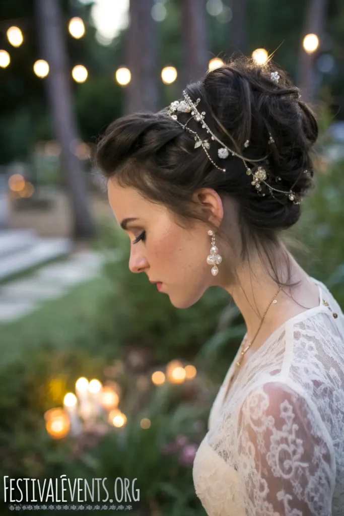 Twisted Updo with Hair Vines