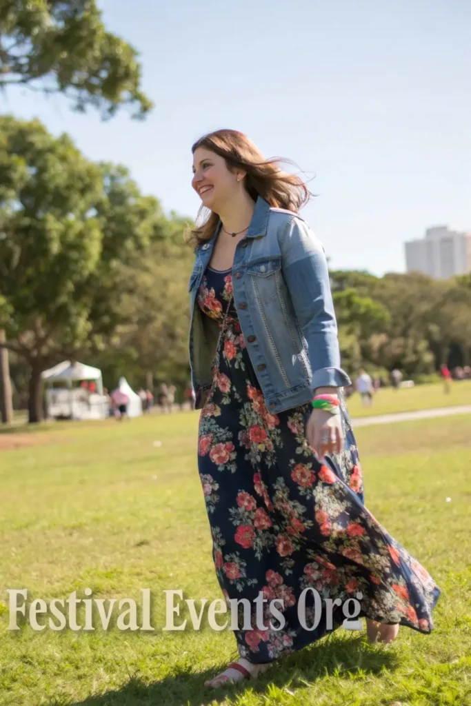 Valentines day outfit ideas - floral dress and denim jacket combo