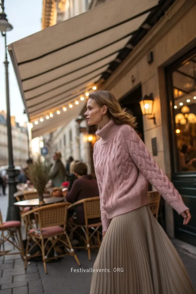 Valentines day outfit ideas - pink sweater and skirt combo