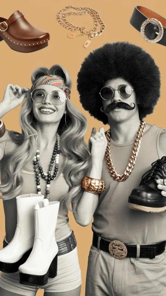 1970s Accessories & Hairstyles, Footwear, Jweleries