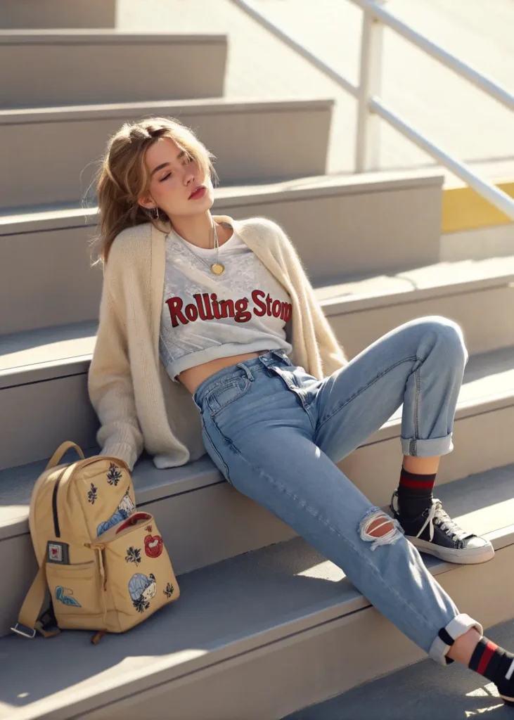 Classic Jeans + Graphic Tee Combo