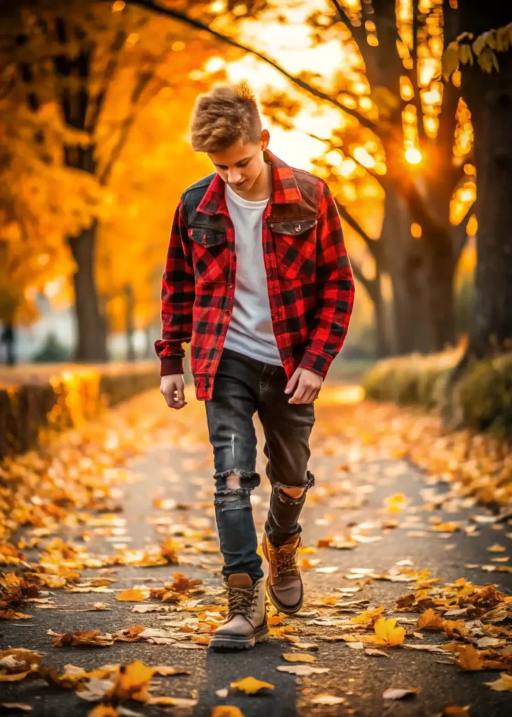 Layered Flannel & Denim Jacket