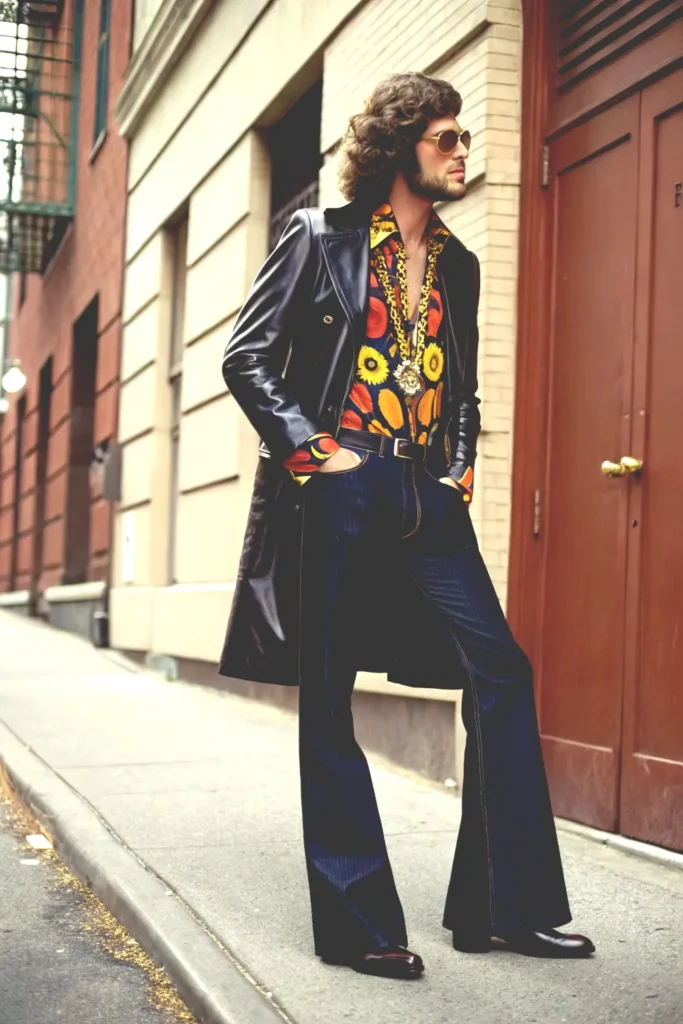 Leather Blazer & Bell-Bottoms of Men
