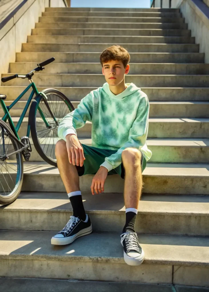 Tie-Dye Sweatshirt & Bike Shorts