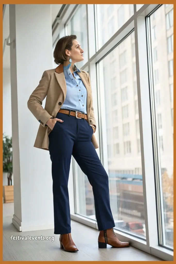 Office-appropriate western outfit with subtle details