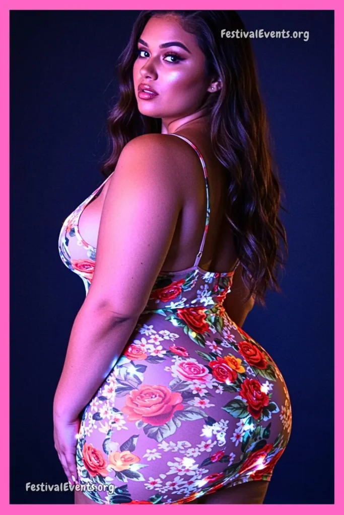 Floral mesh plus size rave dress