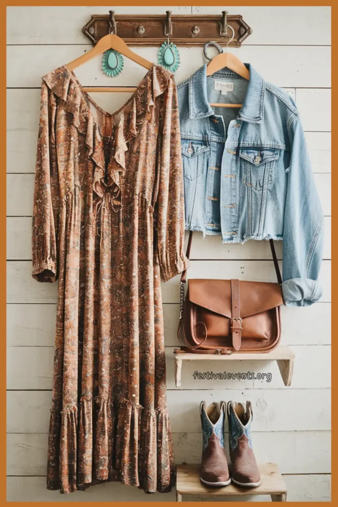 Flowy Dress with Western Boots