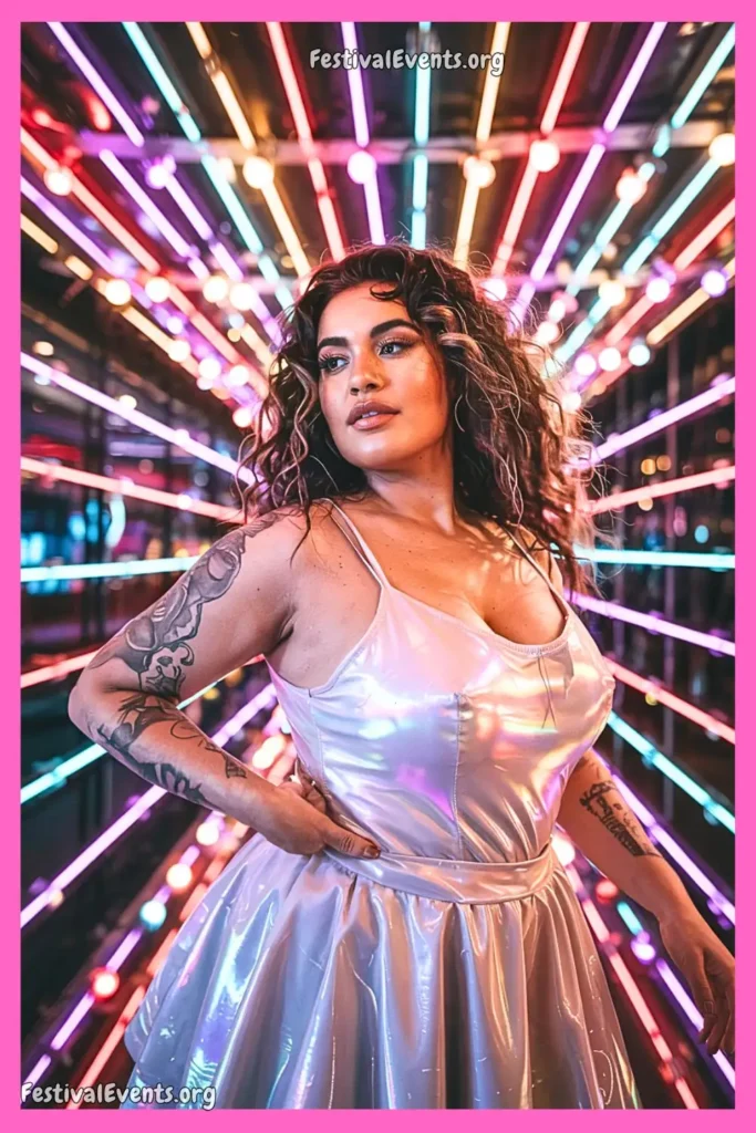 Holographic plus size rave bodysuit