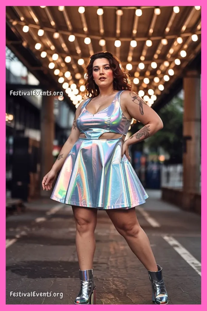 Holographic plus size rave dress