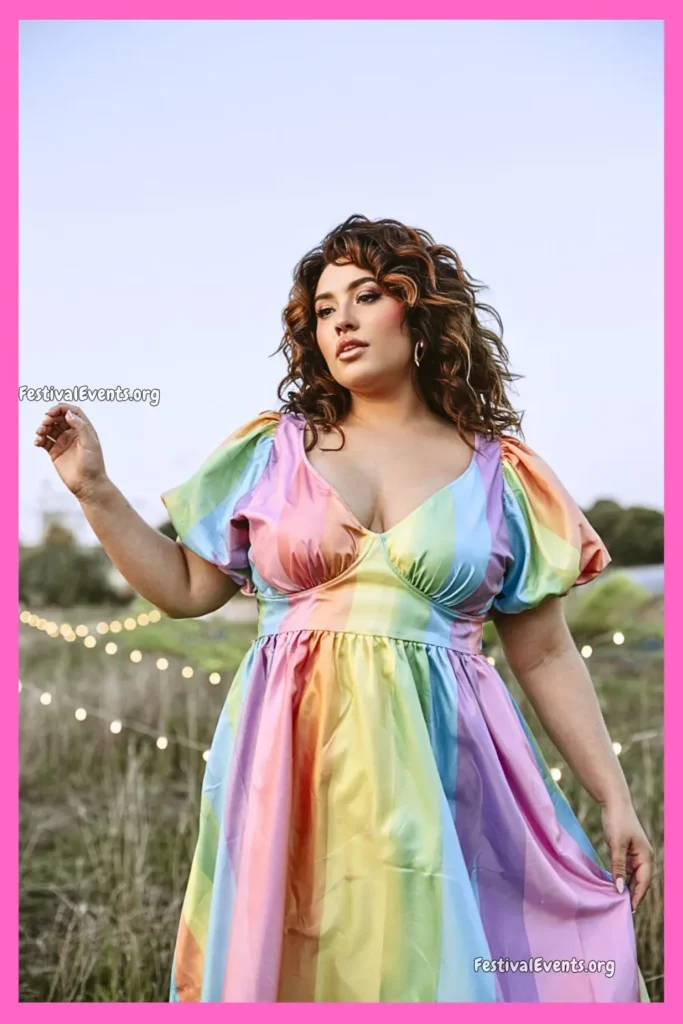 Pastel rainbow plus size rave dress