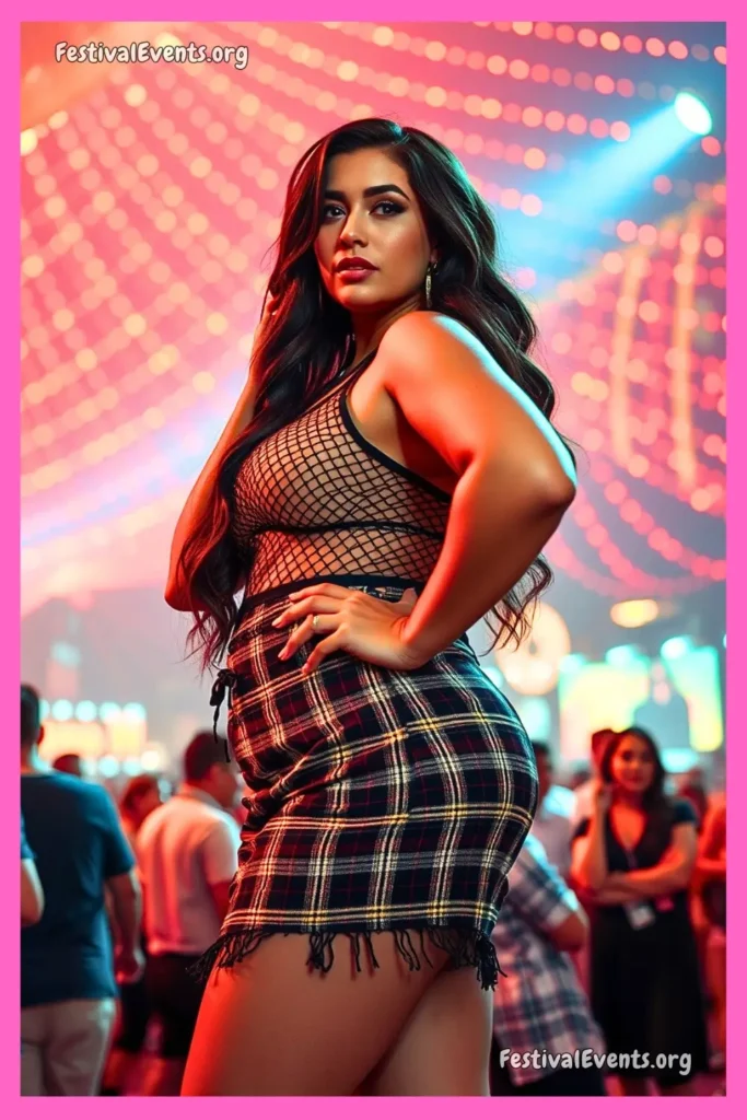 Plaid plus size rave skirt