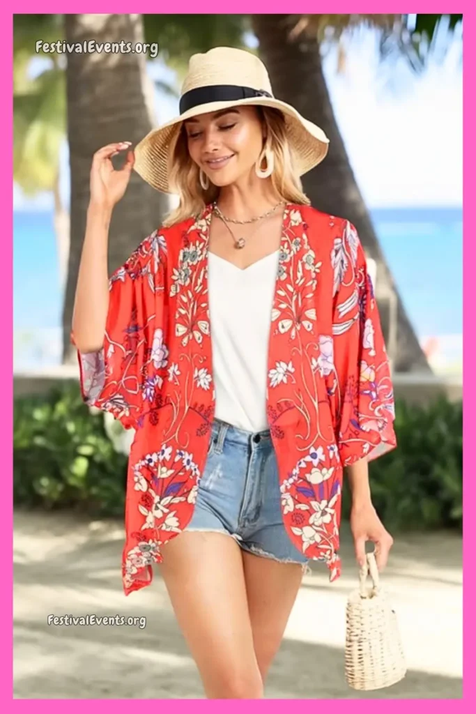 Floral kimono festival cover-up