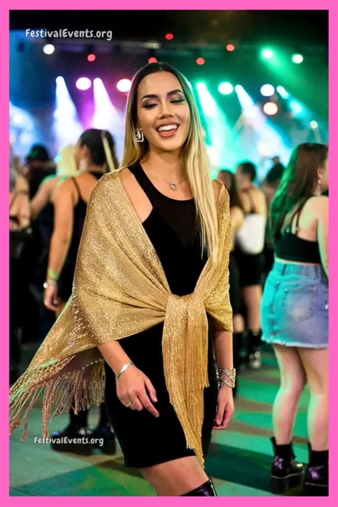 Metallic festival shawl