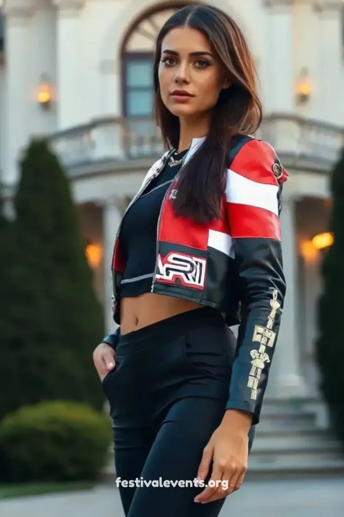 Cropped moto leather jacket