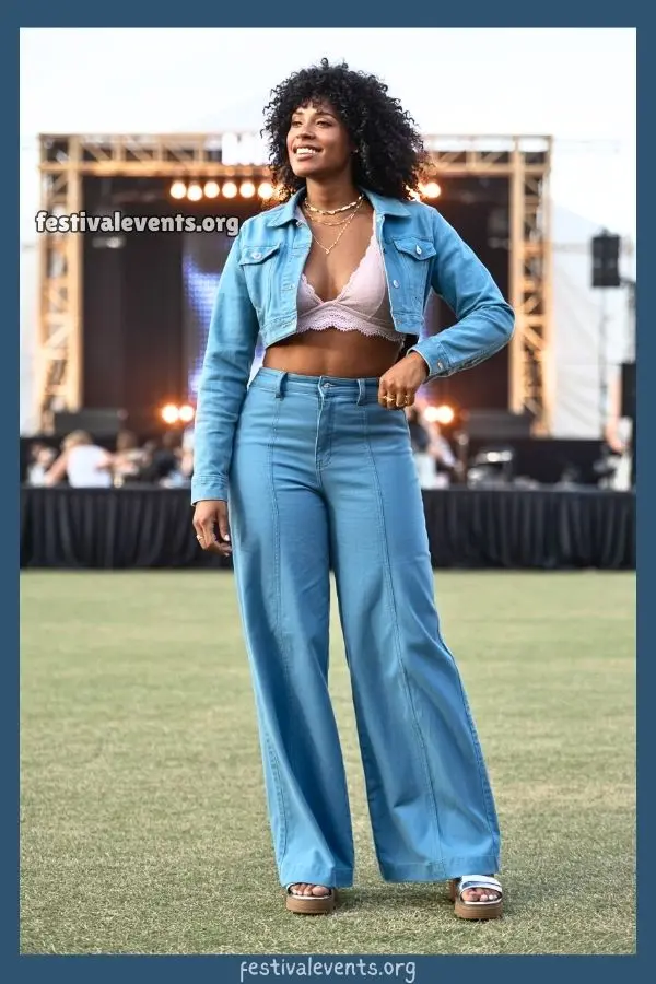 Layered denim festival fashion