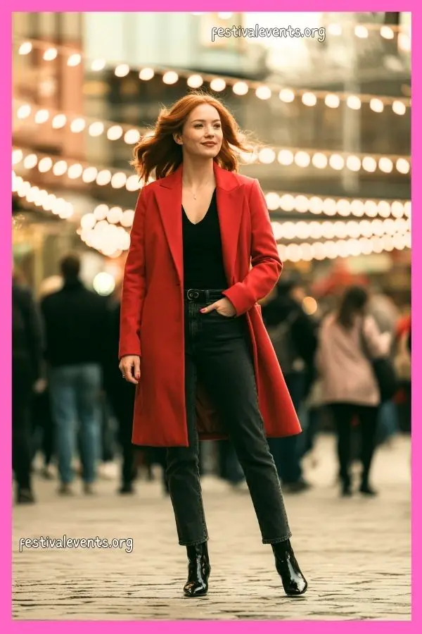 Red Coat Christmas Look