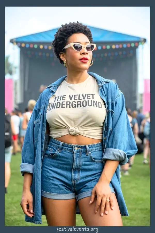 Vintage denim festival outfits