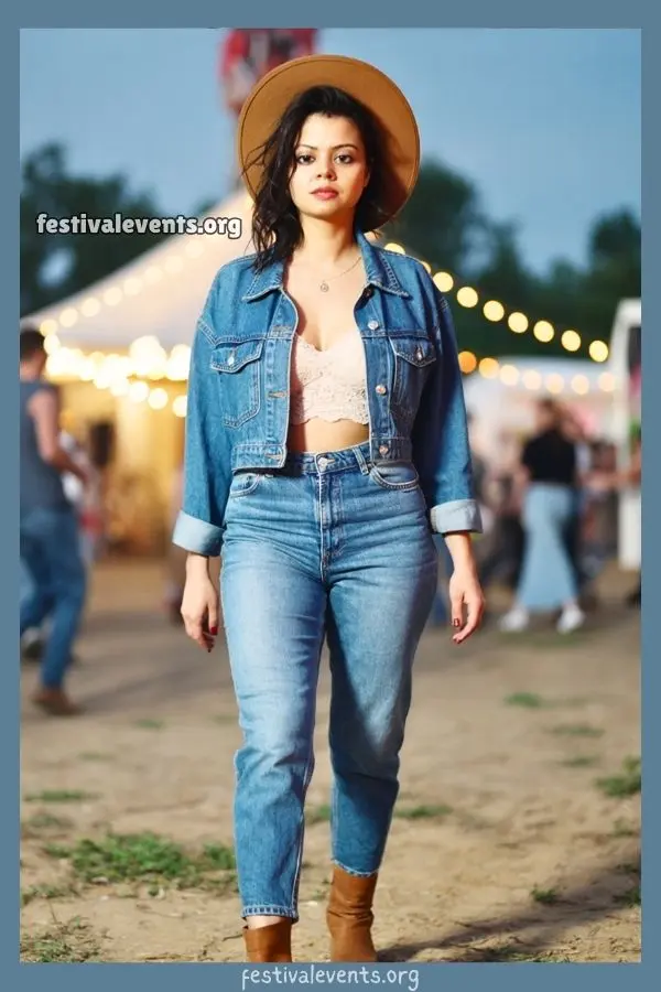 Western outfits women denim festival look