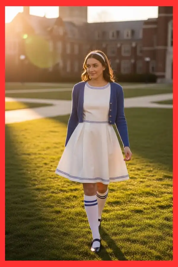 Blue white Clueless preppy dress