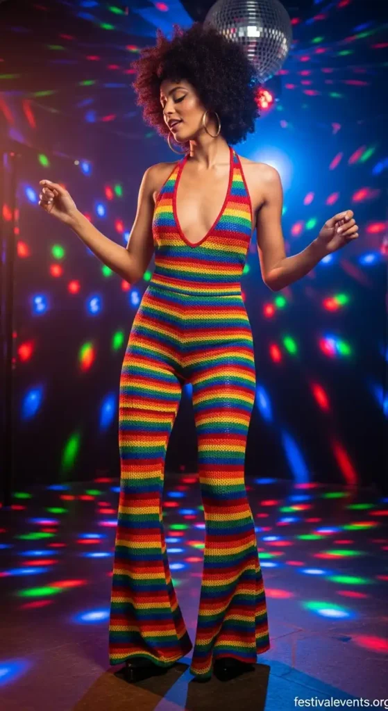 Colorful disco party outfit