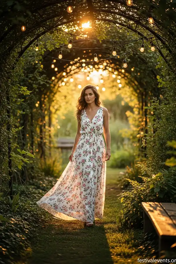 Floral white baby shower maxi dress