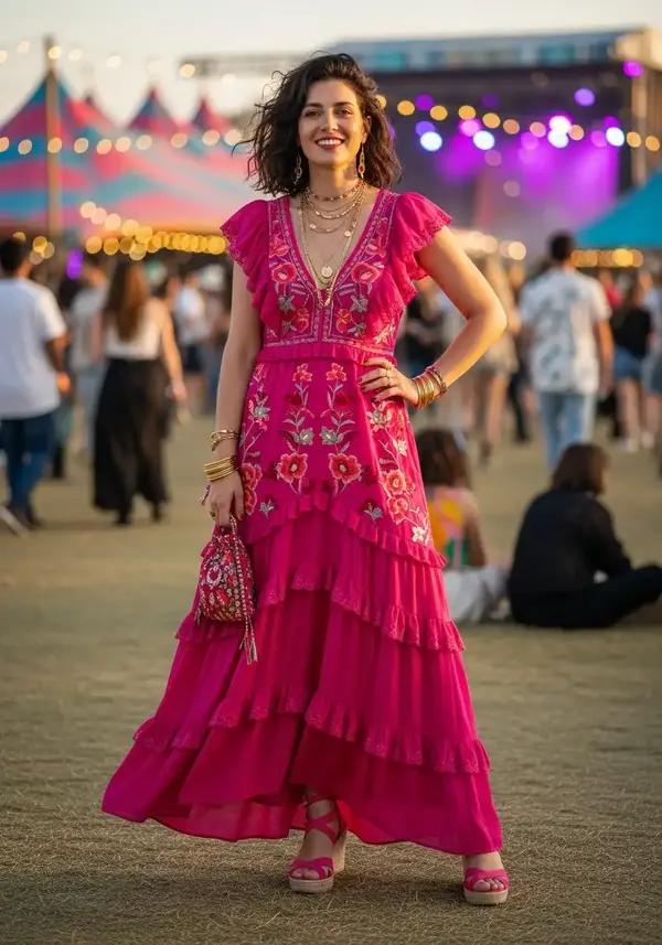 Maximalist pink Barbie dress