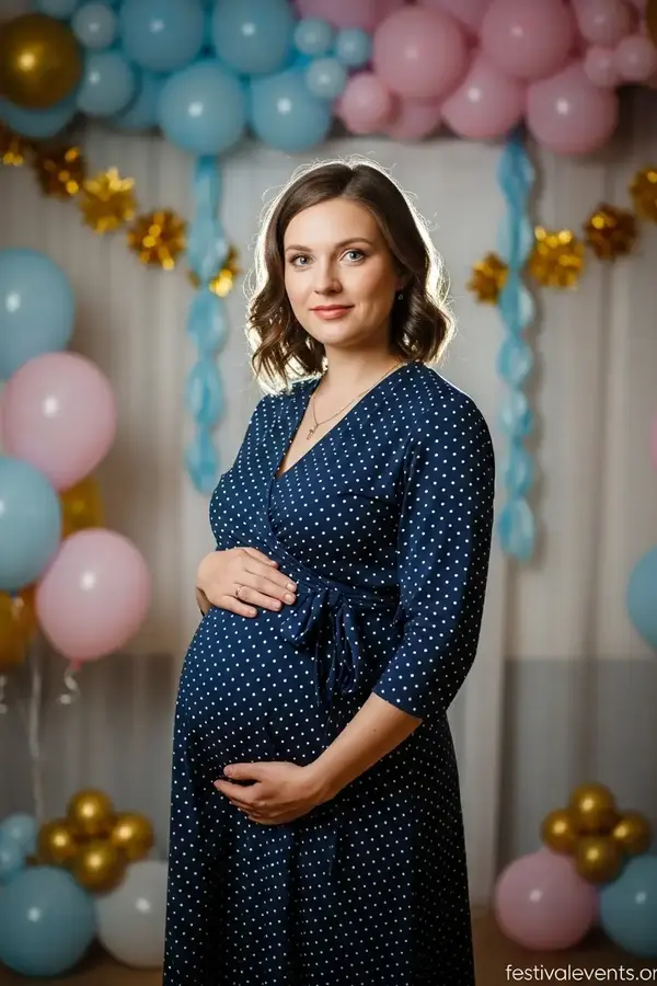 Polka dot maternity baby shower dress