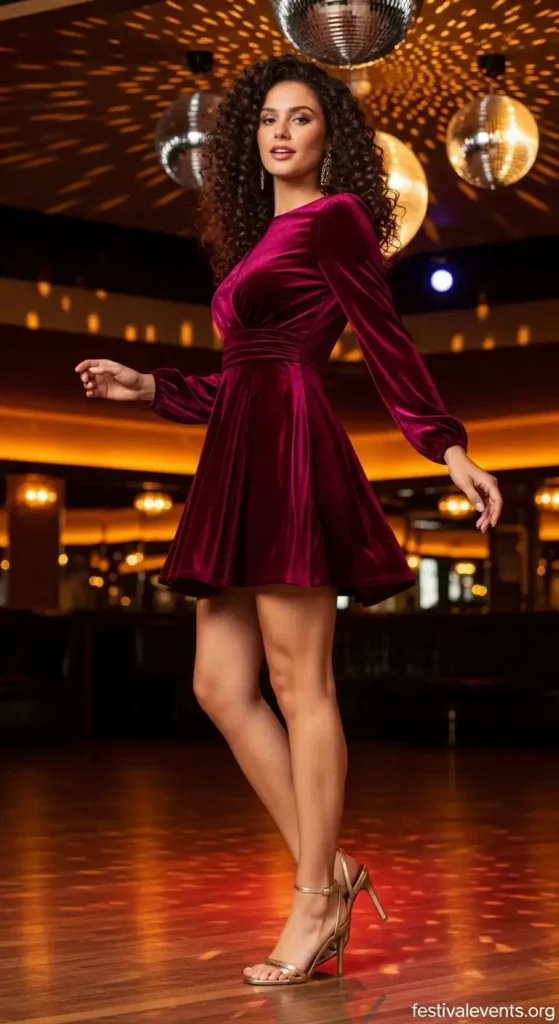 Velvet disco dress women