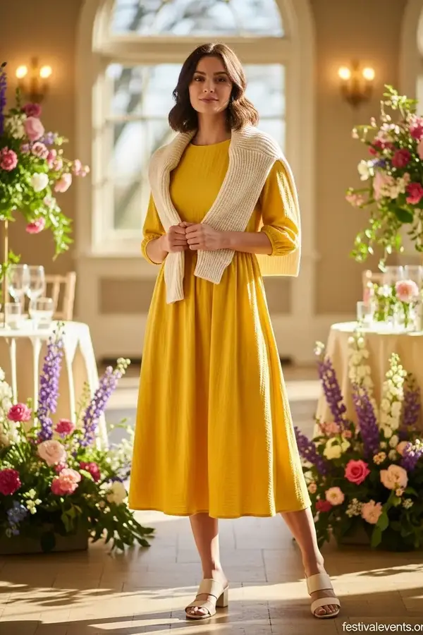 Yellow spring baby shower dress