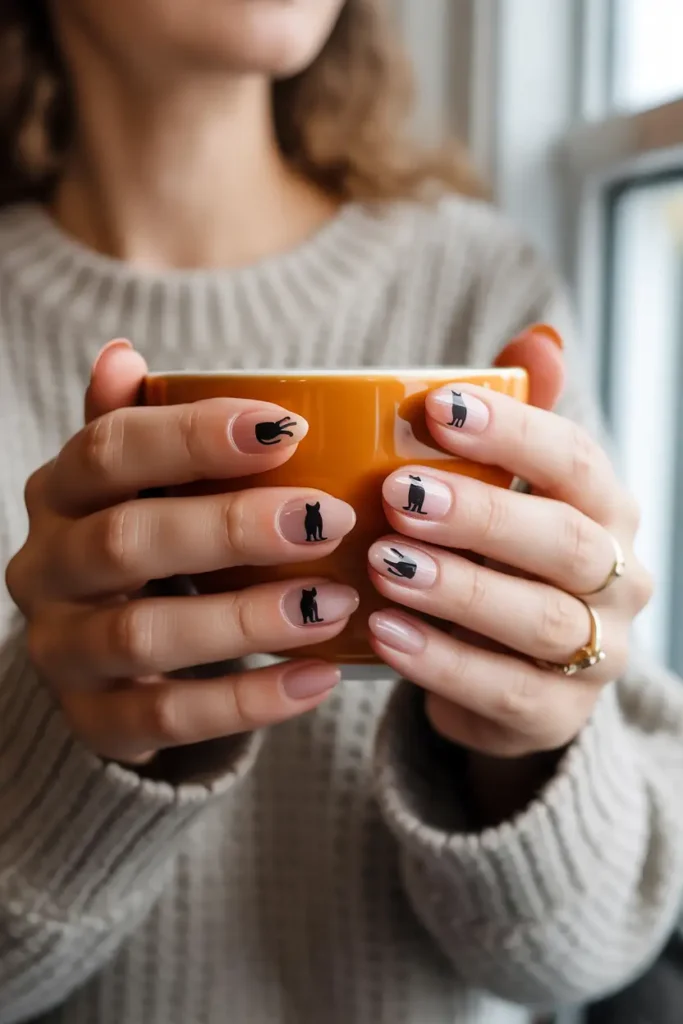 Black cat Halloween stickers