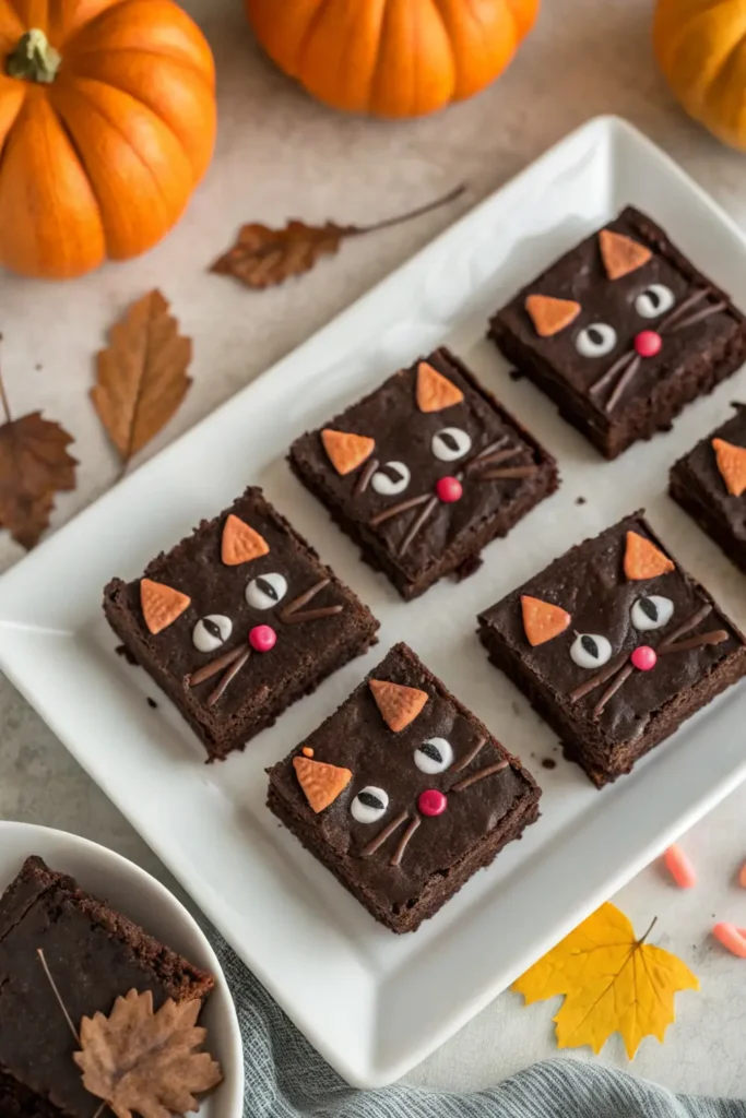 Black cat brownie Halloween desserts