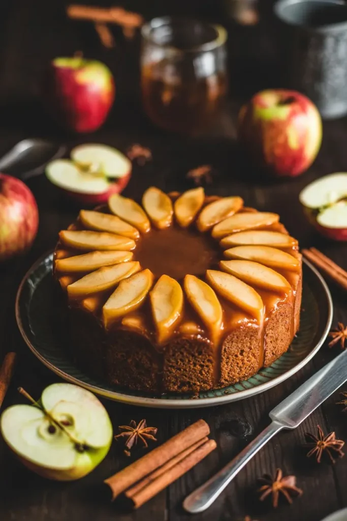Caramel apple upside-down cake