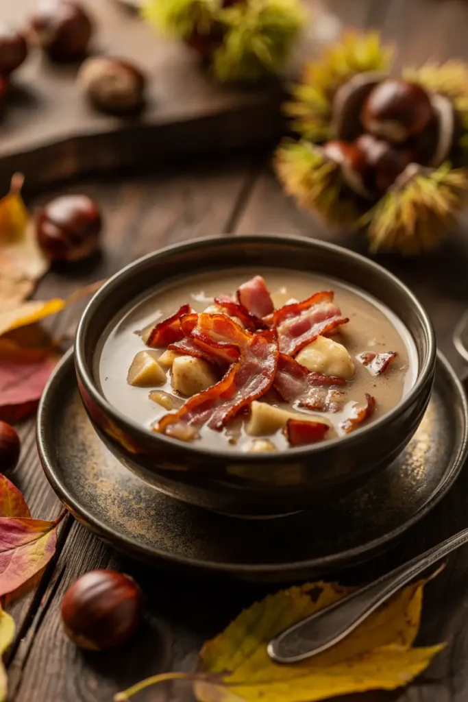 Chestnut bacon soup