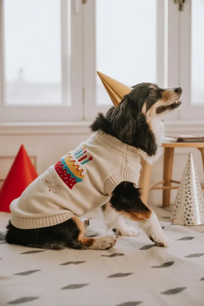 Comfortable dog sweater birthday dress idea