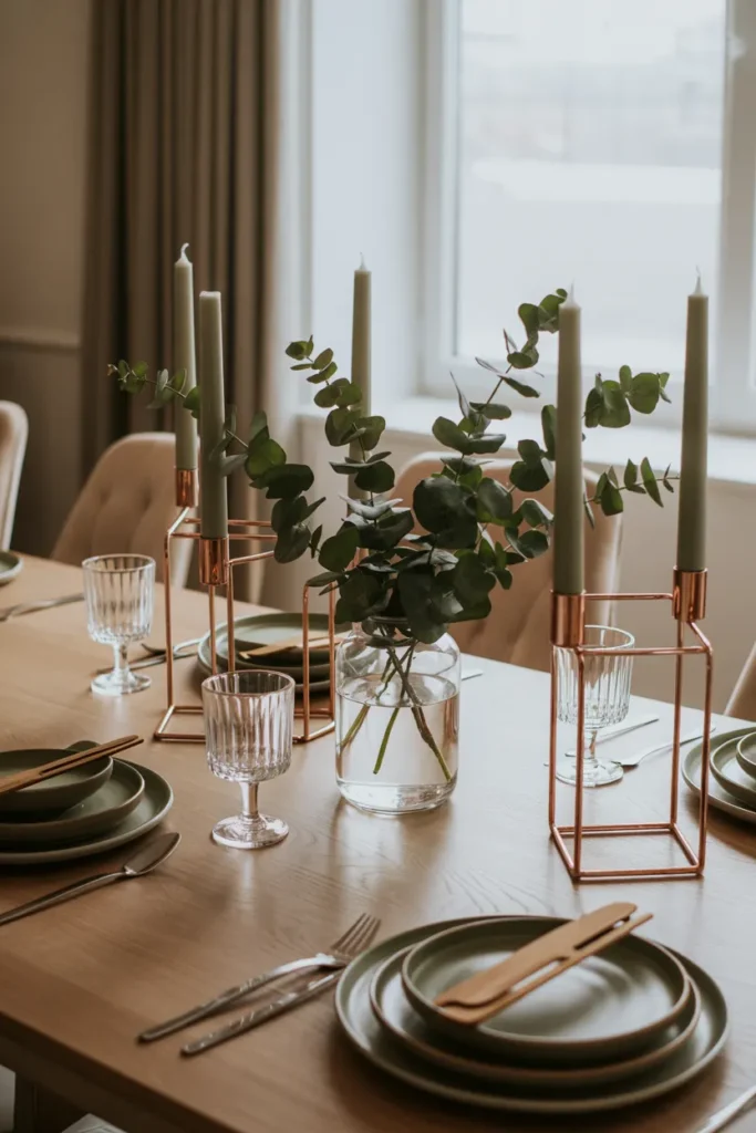 Copper & Greenery Minimalist Centerpiece Ideas
