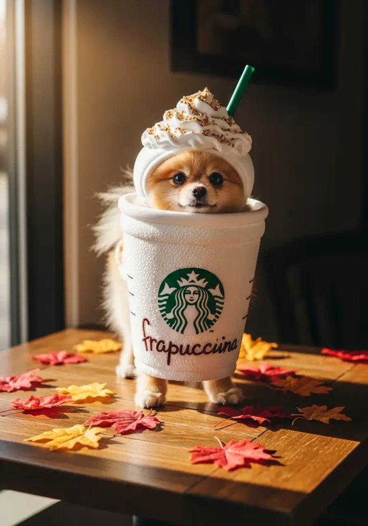 Dog Starbucks coffee costume