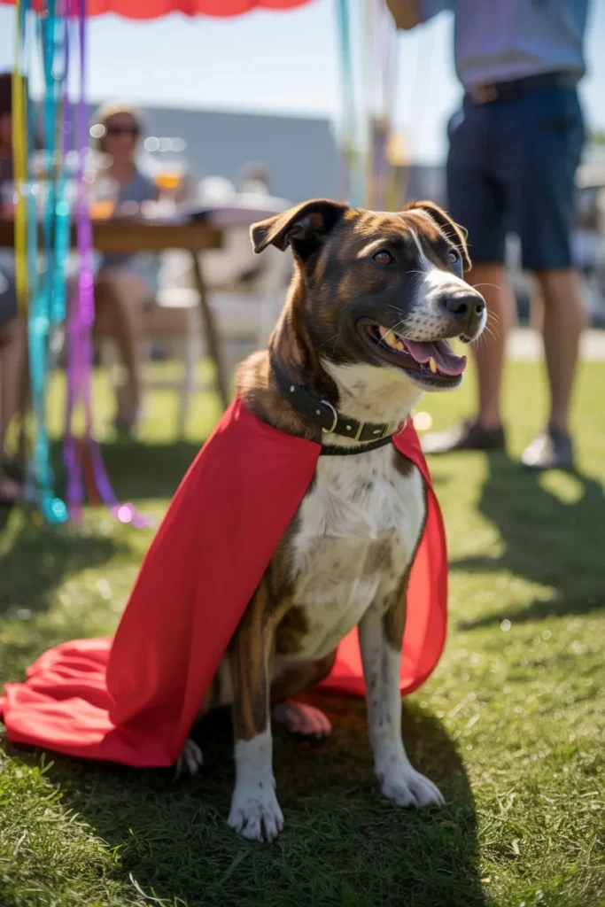Dog party costume superhero cape outfit