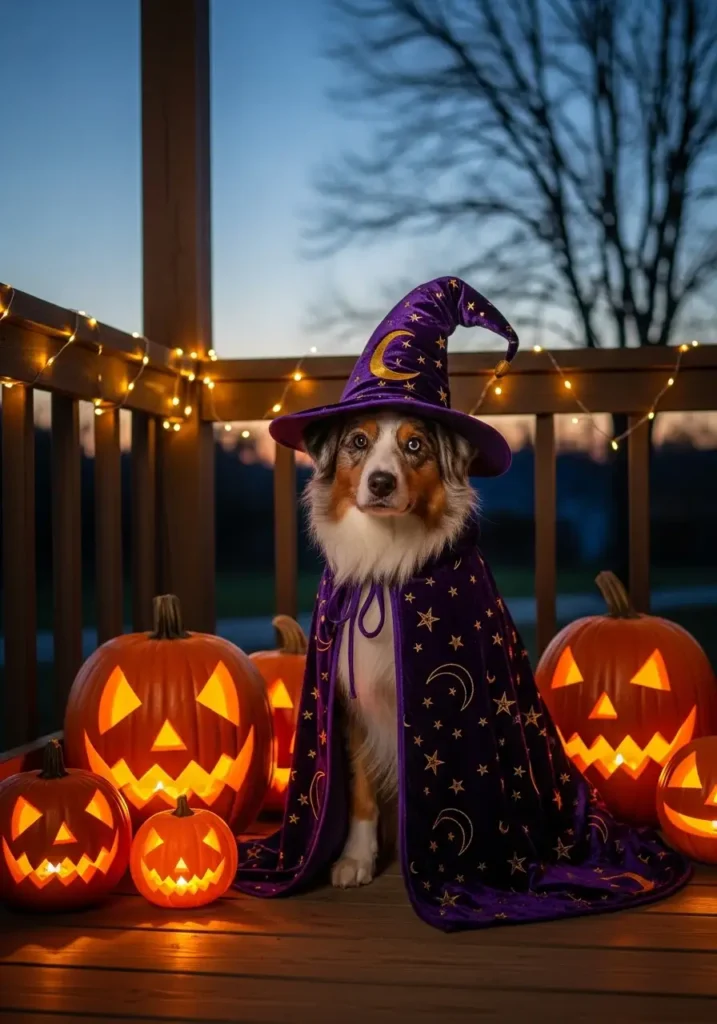 Dog witch Halloween costume