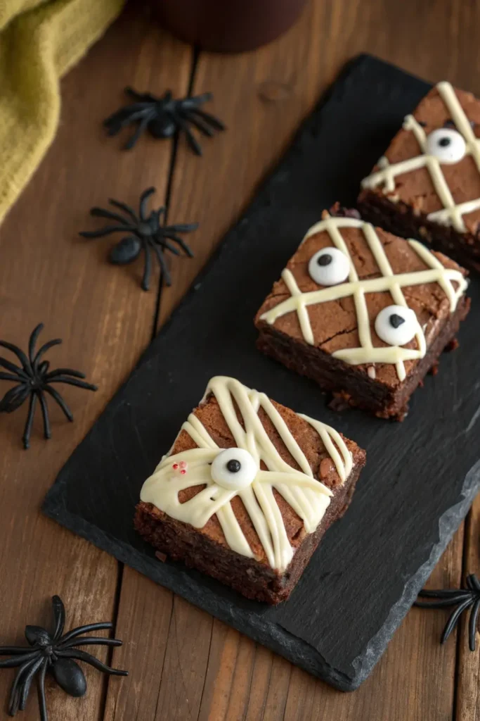 Easy Halloween mummy brownies