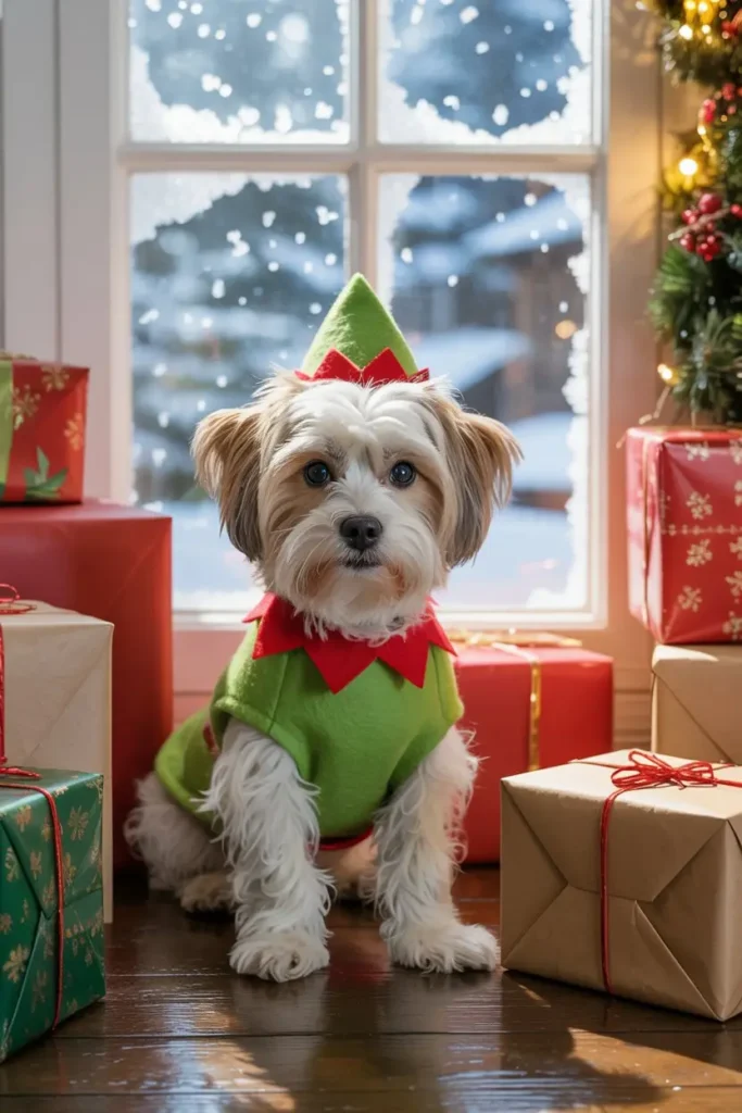 Elf dog Christmas costume
