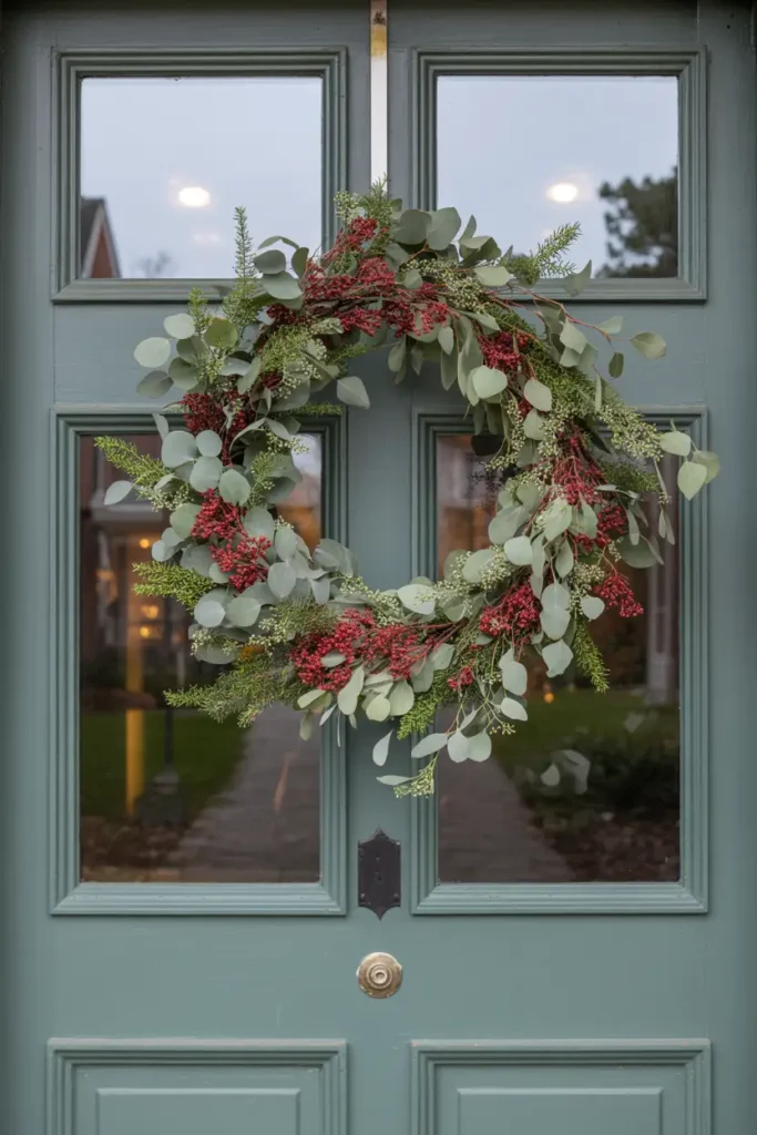 Eucalyptus and Berry Garland Swag for Thanksgiving Door Decor