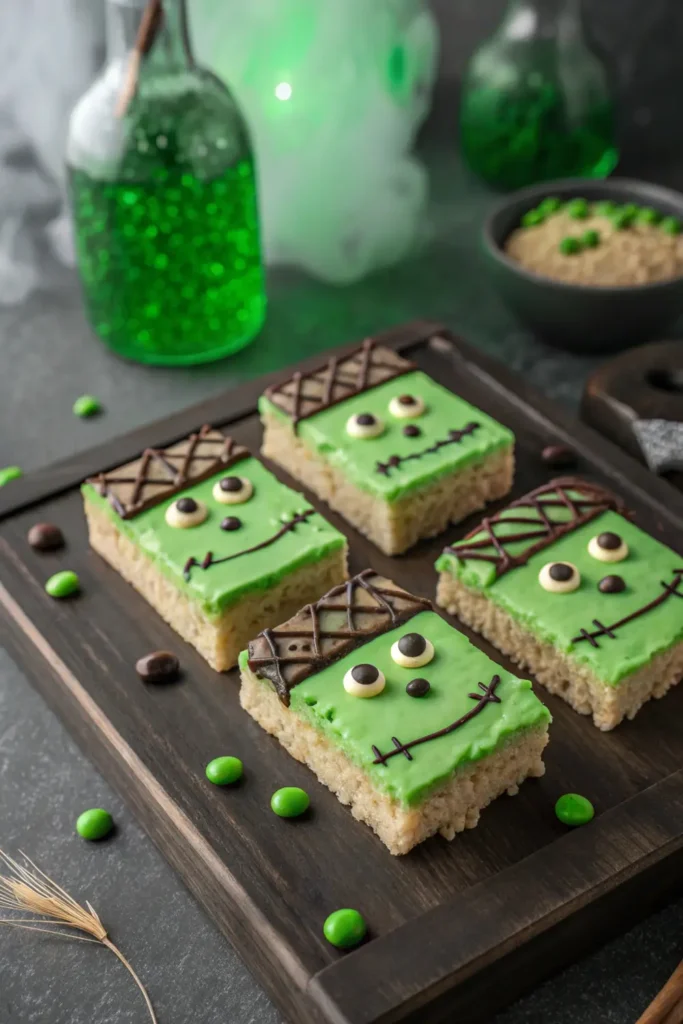 Frankenstein Rice Krispie Halloween treats