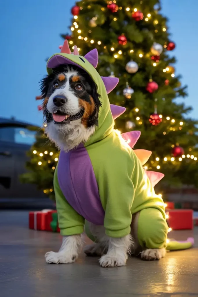 Funny Christmas dinosaur dog costume